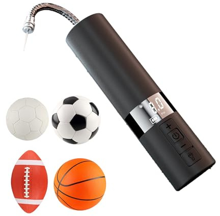 Luftpump pump – elektrisk luftbollspump, fotboll uppblåsningspump | bolluppblåsning med exakt tryckmätare för volleyboll basket fotboll digital mångsidig sport luftpump