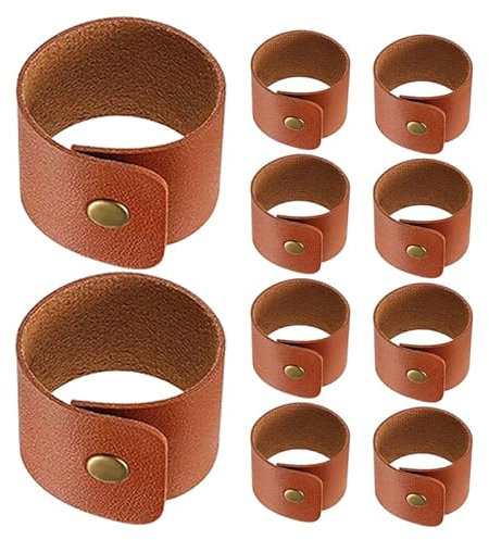 OUNONA 12 Pezzi Anelli Di Tovagliolo in Finta Pelle Per Decorazione Tavola, Fermatovagliolo Elegante Per Feste E Cerimonie Tovaglioli Porta Portatovaglioli Fermatovagliolo Occidentale Moderni Portatov