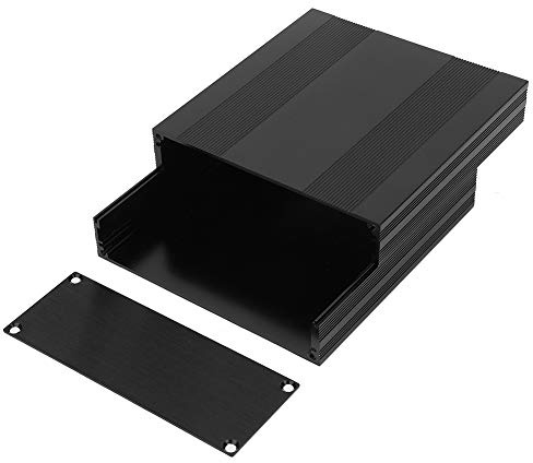 Scatola di Alloggiamento In Alluminio A Due Parti, Scatola per Progetti Elettronici DIY, Custodia In Lega di Alluminio per Schede A Circuiti Stampati E Strumenti, 54x145x150mm (Nero)
