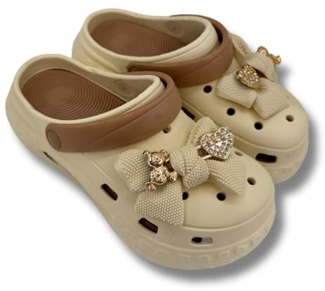 SUNSEA Shoes Zuecos Mujer con Plataforma Air Cushion, Diseño de Lazo/Llavero de Oso. Zuecos Sanitarios Amortiguación de Aire