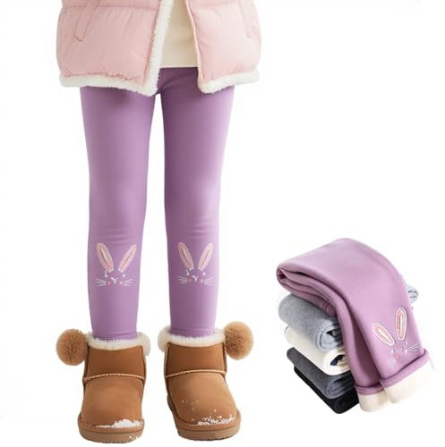 Domueay Leggings Invierno Térmico con Forro Polar Niñas 2-9 Anos | Algodón Calentitos Mallas, Suaves, Cálido, Cintura Alta, Elástico Largos Pantalon, Forrados Leggins Otoño Invierno Colegio
