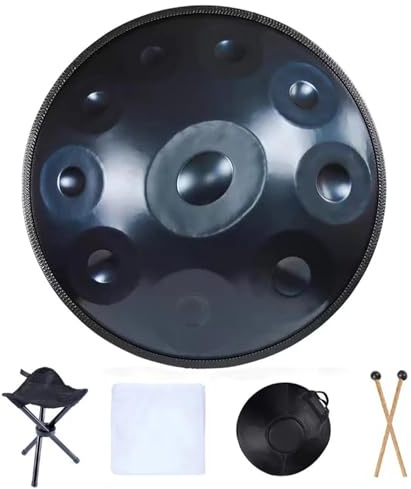 Handpan de 22 pulgadas, 9, 10, 12, 14 notas, tambor de lengua de acero, 440 HZ, 432 HZ, instrumentos de percusión for meditación y Yoga(22 Inch 10 Notes)