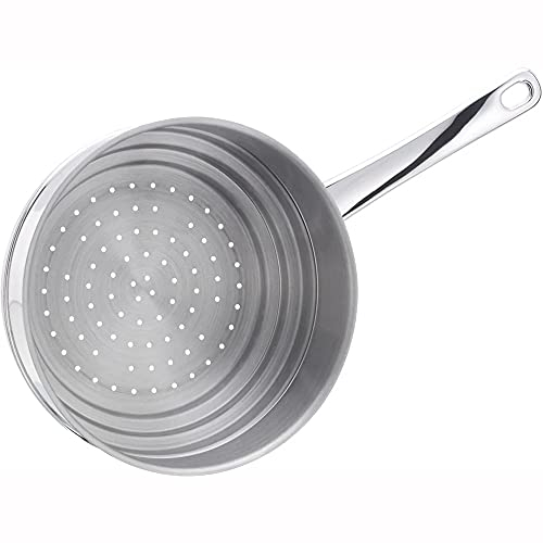 Stellar Classic Steamer Insert Stainless Steel Stepped Steamer Insert Colander with Long Handle fit Any 16cm, 18cm or 20cm Pans