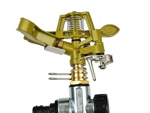 Capability- Pulsationssprenger, Rasensprenger, massiv aus Metall, Langlebiger, Einstellbarer Sprühabstand, Bewässerung Flächen bis 700m²| Golden