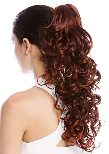 WIG ME UP - N956-V-33T130 Postiche couette queue de cheval boucles bouclé volumineux peignes long 50 cm mèches brun rouge