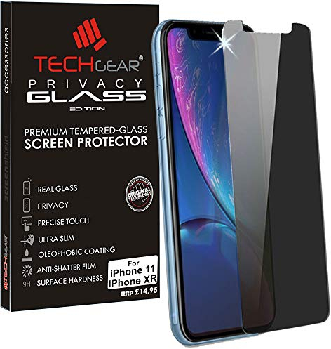 TECHGEAR Anti Spy Screen Protector for iPhone 11, iPhone XR - Privacy GLASS Edition Genuine Tempered Glass Screen Protector Guard Cover Compatible with Apple iPhone 11 iPhone XR (6.1)