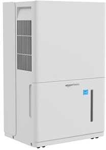 Amazon Basics 35-Pint Large Dehumidifier for Home, Humidity Control, Auto-Defrost, Timer, Overflow Protection, for Rooms up to 2500 SFT, White
