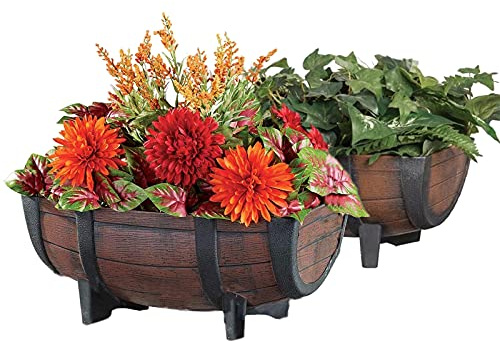 HTI living Pflanzkübel Fass 2er-Set Nessa Pflanzkasten Blumenkasten