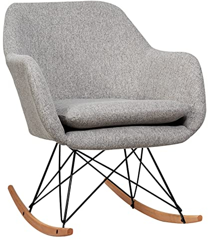 COSTWAY Schaukelstuhl, Schaukelsessel mit hoher ergonomischer Rückenlehne & integrierter Armlehne, Stillsessel Relaxstuhl gepolstert für Wohnzimmer Schlafzimmer Balkon, 65 x 75 x 83 cm