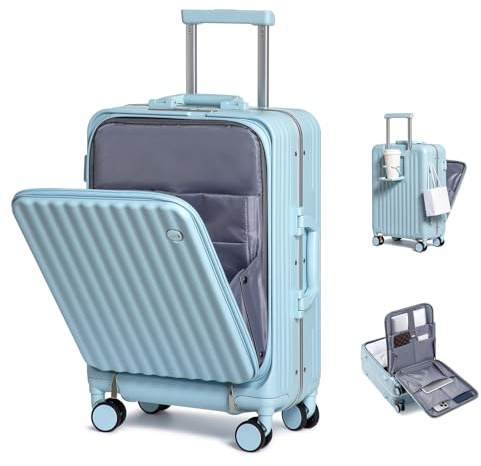 Sea choice Valise Cabine PC Bagage à Main avec Avant Poche Ordinateur Trolley Rigide Bagages avec 4 Roues Serrure TSA, Porte-gobelet, 55x36x23cm, 40L