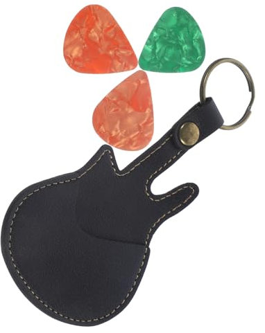 JOINPAYA Gitarrenplektrenhalter Aus Holz Mit Tasche Für Plektren Aufbewahrungstasche Für Gitarrenplektren DREI Plektren in Zufälligen Farben