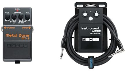 BOSS MT-2 Classic Metal Zone-effektpedal med BOSS BIC-10A-BK instrumentkabel