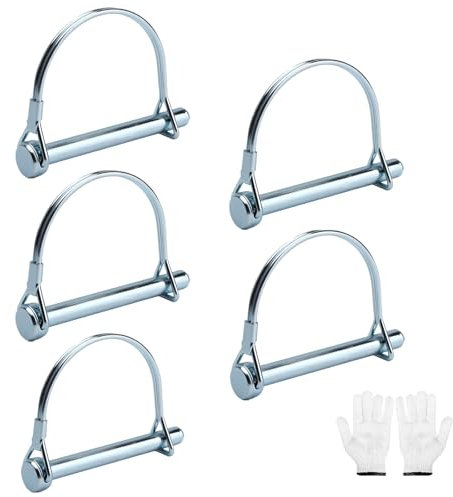 5 Piezas Pin de Bloqueo de Alambre Pasador de Seguridad Acero Galvanizado Pasador de Bloqueo Remolque Acoplador para Grandes Césped Jardín M8 x 70 mm