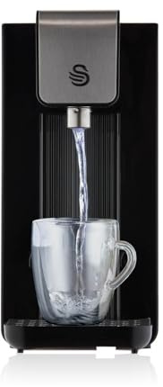 Swan Instant Hot Water Dispenser with 2.5L Tank Capacity, Replaceable Limescale Filter, One Button Operation, Removable Drip Tray, Boil Dry and Overheat Protection, Black, SWD1001