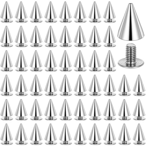 LXUEJIE 100 Stück Ziernieten Set, Spitz Punk Nieten Kleidung Schraubennieten Silber Metall Schraubnieten Spitz Rock Metall Gothic Spikes Ziernieten Set für Taschen Lederband Kleidung Schuhe