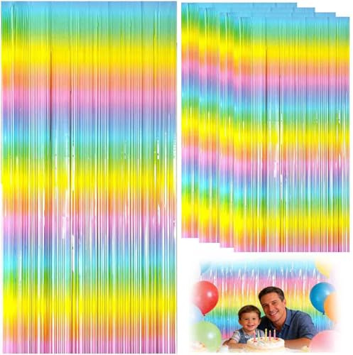 MAXMURYS Cortinas Decorativas para Fiestas, 5 Unidades de Cortinas de Hilo metálico Brillante de 1x2 m, Coloridas y Reutilizables para Eventos, cumpleaños, Bodas y más