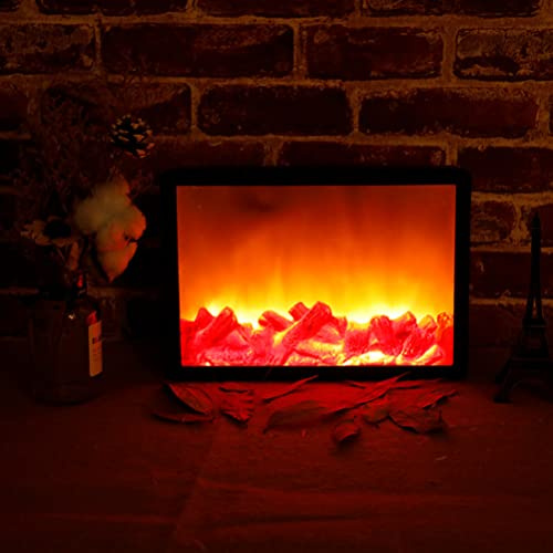 Lámparas decorativas para chimenea, pequeña chimenea artificial, lámpara de fuego LED con efecto de llama, chimenea portátil a batería, decoración navideña para interiores y exteriores