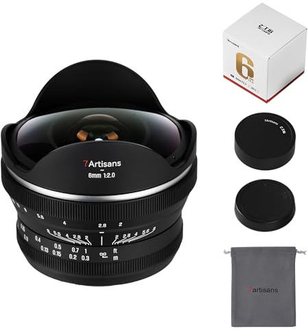 7Artisans 6mm F2.0 APS-C Fisheye-Ultraweitwinkelobjektiv 220° Manuellem Fokus, Kompatibel mit Spiegellosen Nikon-Z-Mount-Kameras ZFC Z50 Z30