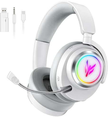 Wireless Gaming Headset for PS5 PS4 PC Switch Mac - 2.4GHz USB/Type-C & Bluetooth 5.4 RGB Headphones with 100H Battery, 7.1 Surround Sound, Noise Cancelling Mic & 3 Audio Modes (HiFi/Music/Game)