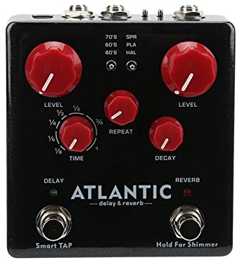 Mavaol Multi Delay Reverb Pedal Metallsvart gitarreffektpedal med 3 efterklangseffekter