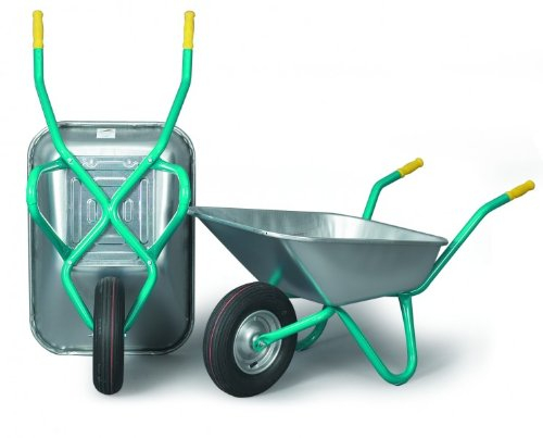 Mefro Schubkarre Export 85 verzinkt - Garten- und Baustellenschubkarre - Stahl - Doppelter Boden - 250 kg Tragfähigkeit - 400 mm Rad Durchmesser - 325 mm Tiefe x 860 mm Breite x 325 mm Höhe