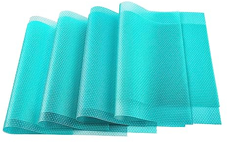 bestmall Refrigerator Mats, 4 PCS Refrigerator Pad Salad Veg Fresh Liner Shelves Non Slip Fridge Mat Washable DIY Cupboard Mat Shoe Mat Table Mat Drawer Mat (Blue,29x45cm)