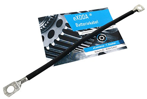 eXODA Batteriekabel 25 mm² 75cm Kabelschuhe M6 und M10 Schwarz für flexible Nutzung im Auto KFZ Boot Motorrad hohe Materialqualität 99 Prozent Kupferanteil zuverlässig und stabil