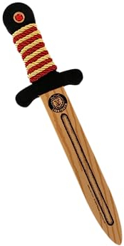 Liontouch - WoodyLion Spielzeugschwert, Gold/Rot - Kleine Größe, Ab 3-6 Jahren | Holzähnlicher Schaumstoffdolch mit Edelstein für Kleinkinder | Sicheres Zubehör für Rollenspiele & Kostüme