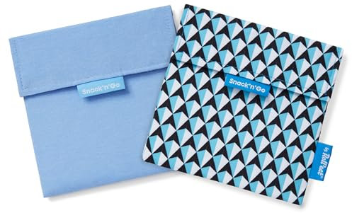 Roll'eat ® | Pack de 2 Bolsas de Merienda | Porta Bocadillos con Envoltorio Reutilizable, Porta Alimentos Ecológico sin BPA, Bolsa de Tela, Color Azul.