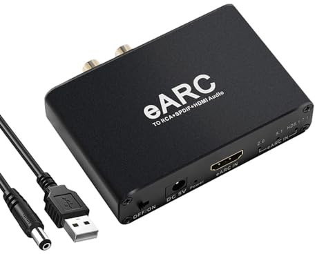H.May Convertitore Audio HDMI eARC Arc, frequenza di campionamento Audio 24bit/192KHz, Ritorno Audio Arc, HD 5.1 e HD 7.1 canali, convertitore Audio AV 3,5 mm, Supporta ingressi eARC & Arc