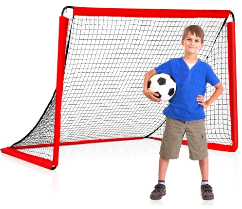 Fussballtor Trainer, 2 in 1 Fussballtor mit Torwand, 180x120x120cm Fußballtor Kinder mit Tragetasche, Fussball Tor für Familien, Garten