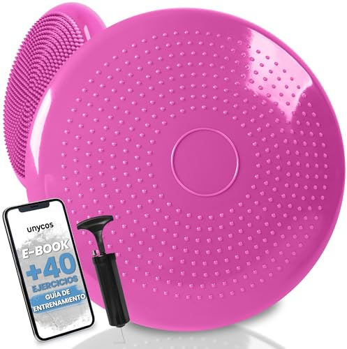 unycos - Cojín de Equilibrio【34 cm】con Bombín, Disco Propioceptivo, Antideslizante y Terapéutico que Resiste 150 kg, Soporte Lumbar para Yoga, Pilates, Fitness y Rehabilitación (Basic)