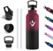 Vikastar Edelstahl Trinkflasche, Thermosflasche 500 ml, BPA-frei Trinkflasche, Thermosflasche mit Strohhalm, Trinkflaschee für Schule, Sport, Fahrrad, Camping, Rot & Schwarz
