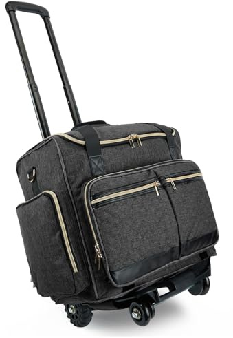 Arxus Bolsa Rodante para Profesora con 4 Ruedas, Bolso de Arte para Mujer con Carro Desmontable, Maletín Resistente con Fundas Acolchados para Laptop de 15.6”