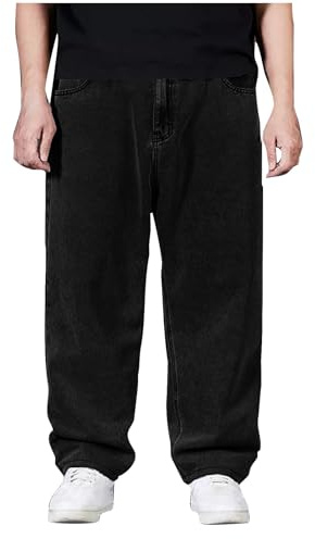 Jeans Homme Grande Taille Large Baggy Pantalon de Jogging en Denim Sport Pants pour Hommes Cadeau Respirant Vetement Mode Pantalon Coupe Droite Jeans de Survêtement Soldes D'Été Pantalons de Travail