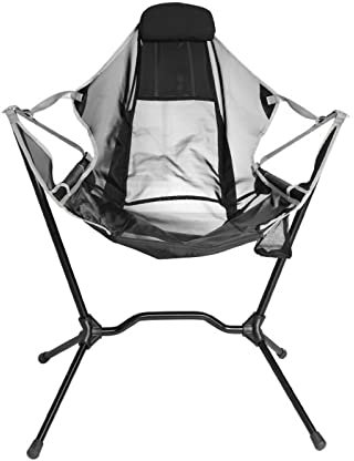 ETZRYSYB Folding chair Outdoor Folding Rocking Chair Portable Auto-reclining Camping Fishing Beach Chair Garden Swing Sun Loungers for Sunbathing(Gray)