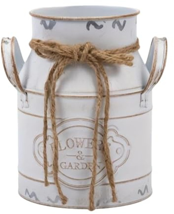 SZLIFE Centrotavola rustico in stile francese, vaso shabby chic, vaso rustico per fiori per ufficio, Bianco