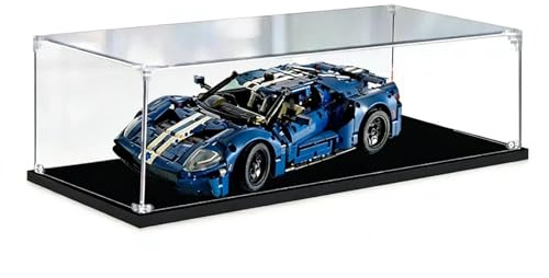 Vitrine en Acrylique Transparente pour Lego Figurines d'action,Vitrine Voiture Miniature pour Moto Figurines Jouets Objets de Collection (Base Noire, 45x25x20CM)