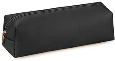 UOAESR 5 Colors Leather Pencil Case, Stationery Pencil Case with Zipper, Makeup Bag, Coin Purse, Glasses Case, Back-to-School, for Teenagers Student Boys Girls Kids Office College School Gift (Black)