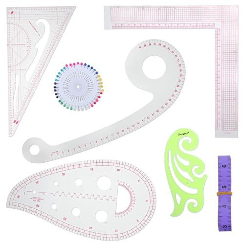 7 Style Sewing Rulers Tool Set, Transparent French Curve Ruler Sewing Tools, Fabric Ruler for Drafting, Quilting, Embroidery, and Crafting Projects