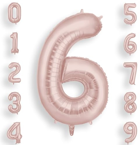 AOOSU Pink Helium Balloons, 40 Inches Number Balloons 6, Foil Birthday Balloon for Birthday Anniversary Wedding Party Decorations Celebration Supplies for Girls Women Men Boys