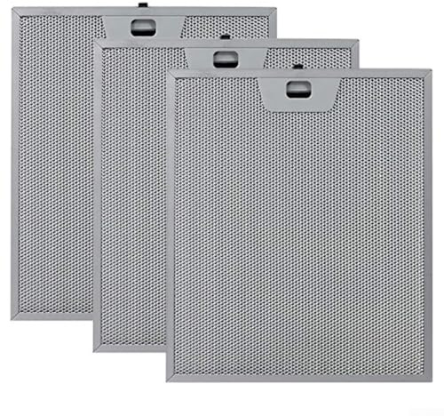 3-Pack Aluminum Range Hood Grease Filters 300 x 250 mm, Five-Layer Metal Mesh for Effective Oil Capture, Easy Install Replacement Ventilation Screens for Kitchen Cooker Hoods