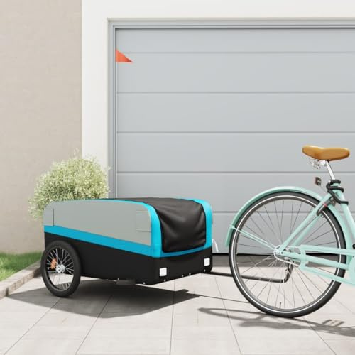 Mokuyary Rimorchio per bicicletta nero e blu 45 kg carrello per bicicletta trasporto rimorchio carrello -B