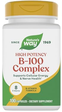 Nature's Way B-100 Complex, Supports Cellular Energy and Nerve Health*, 8 B-Vitamins, 100 Capsules (Packaging May Vary)