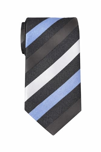 Remo Sartori - Cravatta in Seta a righe Bianco Grigio Azzurro, Made In Italy, Uomo