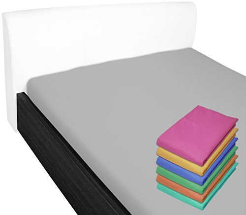 Nurtextil24 Bettlaken 150x240cm 28 Farben 100% Baumwolle ohne Gummizug (90x200cm & 100x200cm) Grau