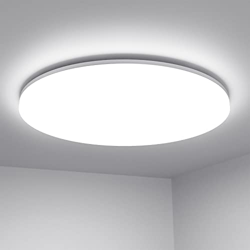 Lepro 24W LED Deckenlampe, LED Deckenleuchte IP54 Wasserfest, 5000K 2400LM Badezimmer Lampe, Rund Badlampe Decke, ideal für Bad Schlafzimmer Flur Küche Wohnzimmer , Kaltweiß, Ø28cm [Energieklasse F]