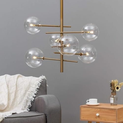 KOSILUM - Lampada a sospensione di design a sfera multipla - Osam - Luce bianca calda illuminazione soggiorno camera da letto cucina corridoio - 6 x max 5 W - G4 - LED 220/230 V - IP20