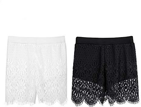 Shorty Sous Robe Jupe Femmes Culottes de Sécurité sans Couture Panty Eté Dentelle Sexy Short Anti Frottement Cuisse Slip Boxer Invisible Respirant Legging Sport Court pour Yoga Danse Vélo Cyclisme