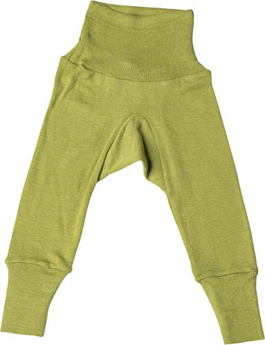 Cosilana, Pantalones de ombligo para bebé, 70% lana, 30% seda, Uni Green, 74-80